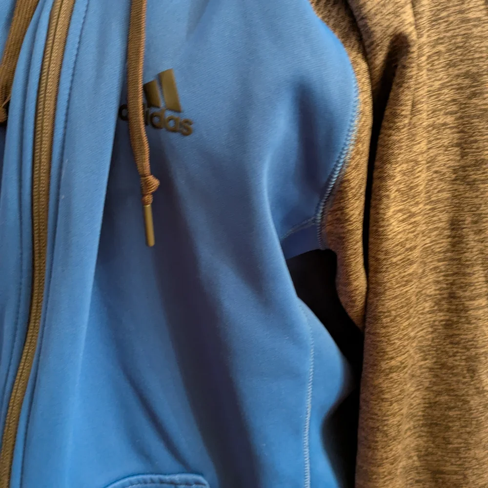 adidas Royal Blue and Charcoal Zip-Up Hoodie - Picture 2 of 6